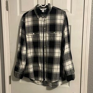 Old Navy Black and White Plaid Flannel Shirt